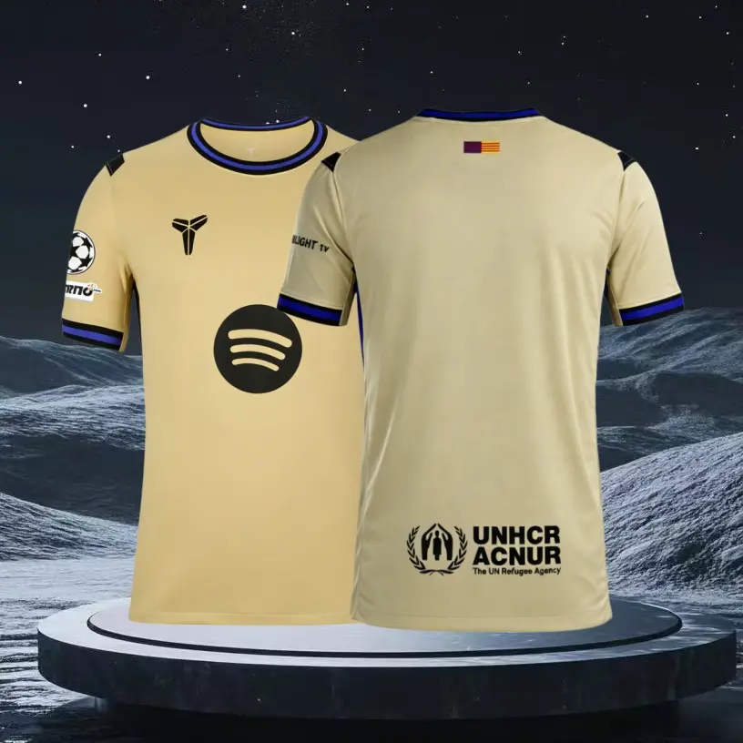 25 26 Away Kit Yellow Short Sleeve Soccer Jersey Fans Version