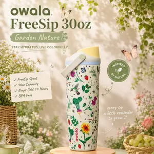 Owala FreeSip 30oz "Garden Nature" Limited Edition, Leak-Proof Stainless Steel Bottle, Mother Day For Garden, Kitchen Mom