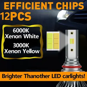 2-Pack H4 LED Car Lights led headlamps bulbs H11 Canbus 20000 Lumens 12V 6000k 4300k 3000k 3-Color lights H8-H9 9005hb3 9006 hb4 9012 hir2 H27 Fog Lamps