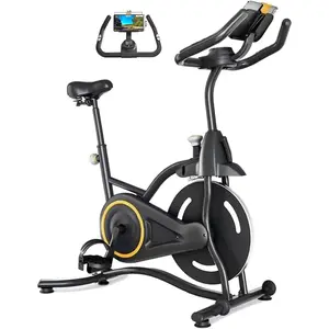 Fahuac Indoor Spin Bike - Home Gym Workout Gear, Workout Gear Equipment with Heart Rate Monitor, Adjustable Seat, Phone Holder, Battery-Powered LCD Display, Black Stationary Exercise Bike for Home Use, Home Workout Gear