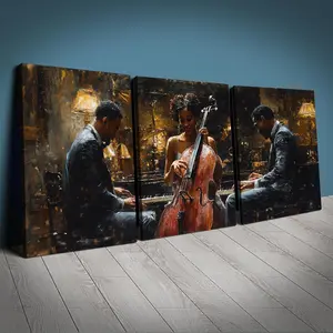 Jazz Club Pattern Canvas Painting, Modern Wall Art Painting, Wall Art Decor for Home Living Room Bedroom Office, Ornaments
