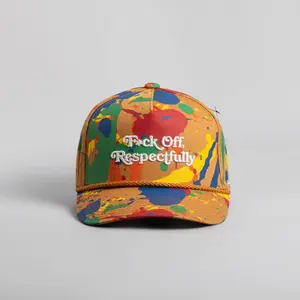 Field Grade Respectfully Primary Splatter Trucker | trucker hat | splatter paint | adjustable | embroidered | unisex | Trendy Hat 2026 | Streetwear Headwear | Fashion Cap | Summer Hat | Outdoor Cap | Sun Hat | Statement Hat | Graphic Cap | Designer Hat