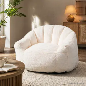 Large-Size Bean Bag Chair for Adults - High-Density Foam Pre-Filled Set with Armrests, Removable Zip Cover - Indoor Living Room, Bedroom Furniture Sofa