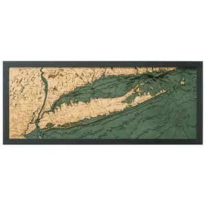 Long Island Sound, 3-D Nautical Wood Chart, Medium, 13.5" x 31"
