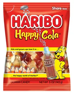 Haribo Gummi Candy Peg Bags – 5oz (Happy-Cola & Peaches) | Chewy Sweet Gummies
