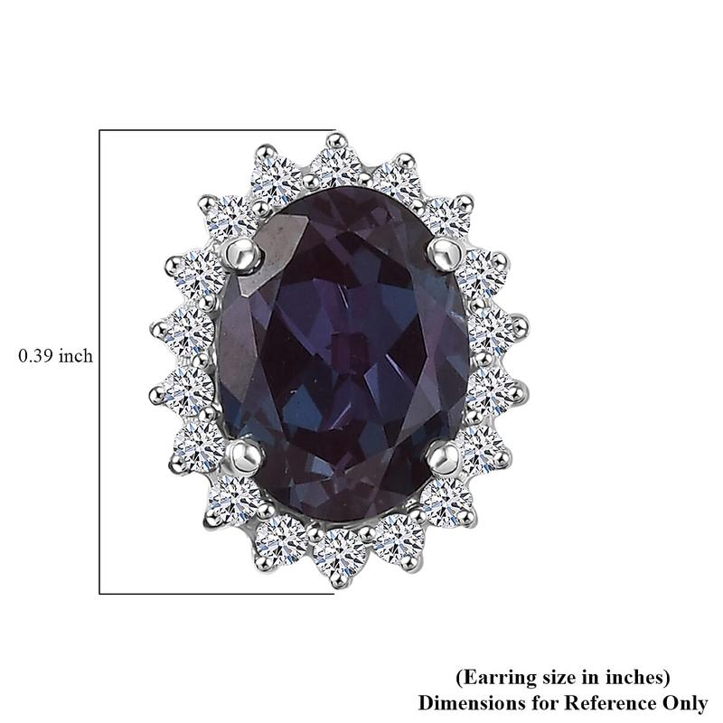 Certified & Appraised AAA Luxuriant Lab Grown Alexandrite and G-H SI Lab Grown Diamond 3.60 ctw Earrings in 10K White Gold Christmas Gifts