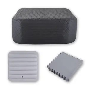 Relxtime Insulation Suit for 2-4 Person 61 inch Square Hot Tub Spa, Square Inflatable Cover Top Lid, Square Thermal Cover & Thickened Mat, Waterproof, Energy Efficiency Saving FathersDayGift