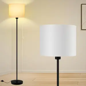 Floor Lamps for Bedroom, Small Standing Lamp with Bulb(12W, 2700K), White Lampshade, Foot , Simple 59" Tall Pole Lamps for  Room/Girls Room/Boys /Living Room/Classroom, Boho Reading Lamp