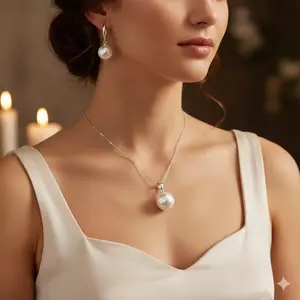 Wedding Pearls Set: Natural Freshwater Pearl Necklace & Earrings for Sensitive Skin, Bohemian Style Jewelry in Multiple Colors, Portable Gift for Elegant Brides, Hypoallergenic Fashion Accessories.