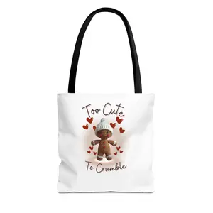 Too Cute to Crumble Gingerbread Tote Bag | Valentine's Cute Holiday Design