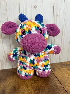 Sprinkles the Patchwork Pal Plushie – Handmade Colorful Cow Friend