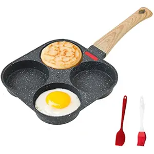 4-Cup Egg Pan Nonstick, and Granite Egg Frying Pan, Versatile Breakfast Skillet for Eggs, Pancakes, Plett, Crepes, Compatible with Gas Stove and Induction Cooktop