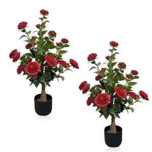 Indoor & Outdoor Artificial Rose Plastic Flowers, Maintenance-Free & Evergreen, Ideal for Courtyard, Porch, Window Box and Wedding Decoration