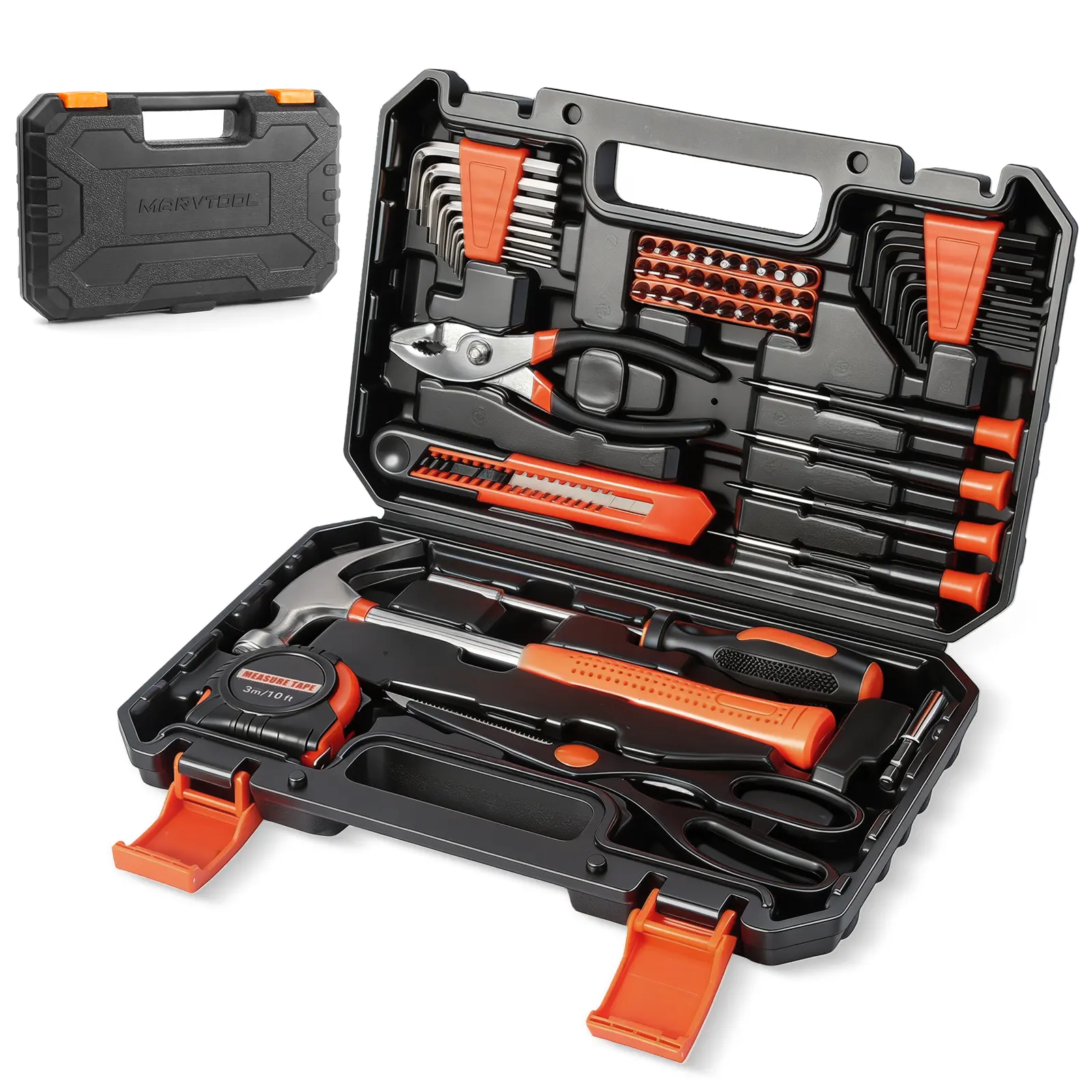 57 Piece Basic Tool Set, Home Repair Hand Tool Kit, General Household Tool Box, Portable Toolbox with Storage Case for Homeowner, DIY, Handyman, Women, Men