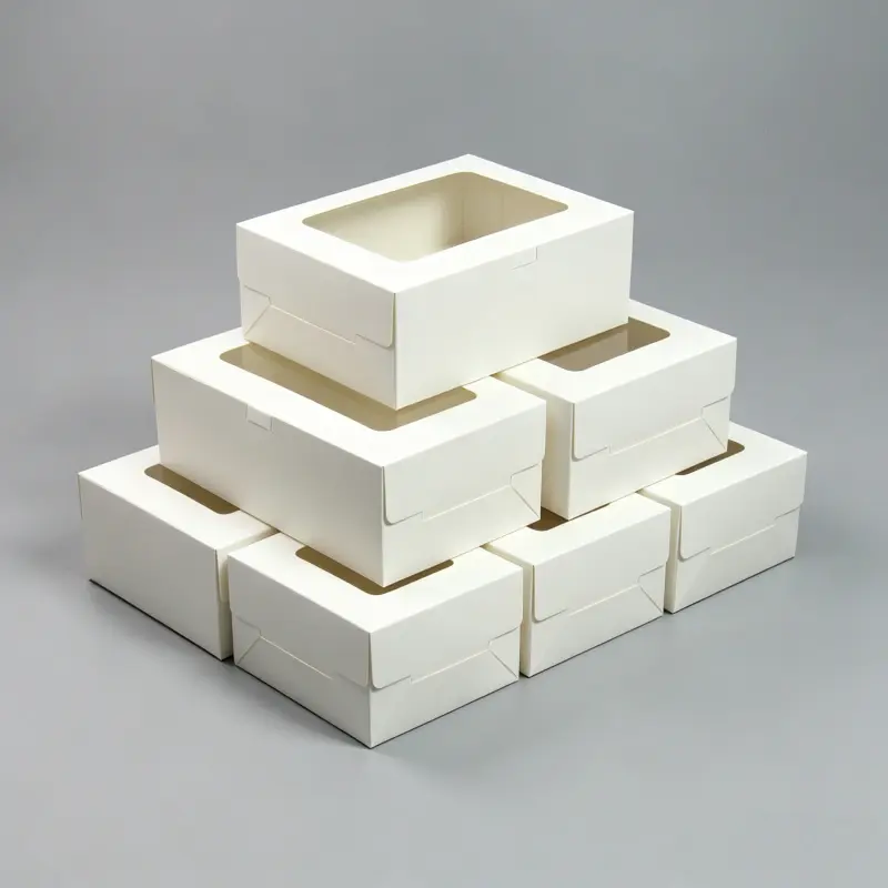 20/15/10/5/1pcs 2/4/6 Count Simple White Cardboard Cupcake Boxes, Square Clear Window Cupcake Takeout Packaging Boxes.needoh.paper plates