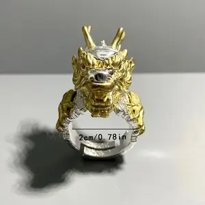 TikTok Hot Retro Gold Dragon Open Ring for Men, Domineering Fashion Trendy Ring, Party Accessories, Real Dragon Ring