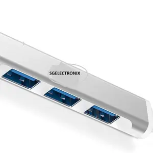 USB Hub 4-Port USB3.0 Ultra-Slim Data Splitter Portable Aluminium Alloy Mini USB Hub Extensions for Laptop MacBook Mac Mini/Pro Surface Notebook PC USB-A Grey