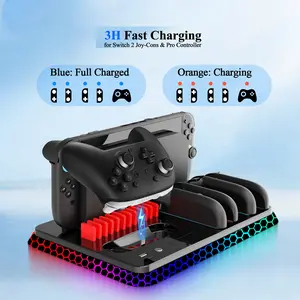 Switch 2 Multifunctional Charging Dock NS2 Controller NS PRO Controller Stand with RGB Light and Cassette Storage Product Name: Switch 2 Multifunctional Charging Dock NS2 Controller NS PRO Controller Stand with RGB Light and Cassette Storage