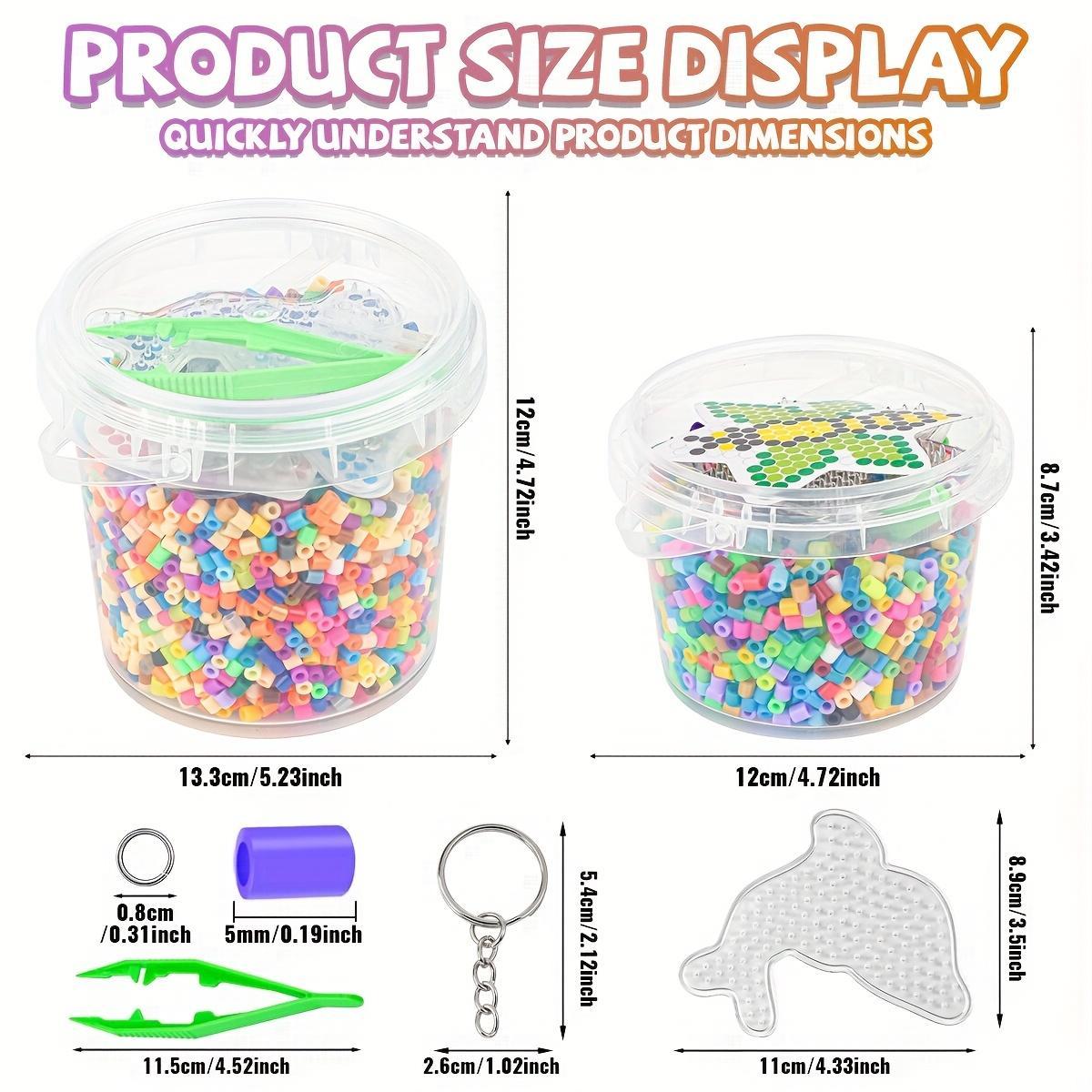 2500pcs And 5000pcs Mixed Color Melting Bead Kits, Transparent Plastic Storage Bucket with a Pegboard, Various Patterns As Per The Instruction Manual, 4pcs Keychain Additions, Gifts for Birthdays, Graduation Season, Back-To-School Season