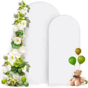 White Arch Backdrop Cover Set 7.2 ft, 6 ft, 2 Sided Stretchy Spandex Fitted Balloon Arch Stand Backdrop for Wedding, Birthday Party,  Shower