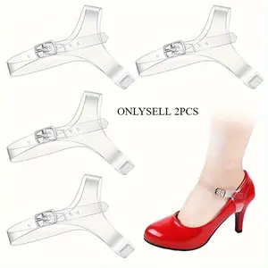 2pcs Removable shoelace high heels with ankle strap to prevent the shoelace from falling off and not following the foot. Accessories: transparent, nail free shoelace for women
