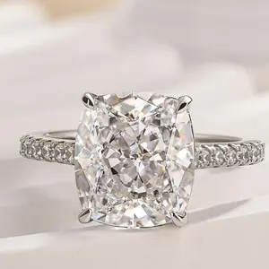 Effinny 4.0ct Cushion Cut Women's Engagement Ring in 925 Sterling Silver, 5A Cubic Zirconia Promise Ring Outdoorfun