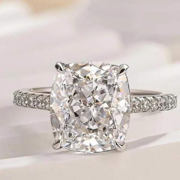 Effinny 4.0ct Cushion Cut Women's Engagement Ring in 925 Sterling Silver, 5A Cubic Zirconia Promise Ring Outdoorfun