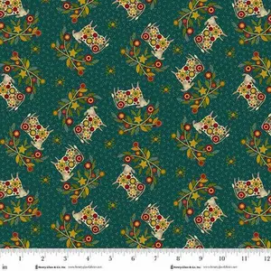 Fabric Henry Glass Deep Teal Bust a Moove Pennyberry Farm by the Quarter Yard 2002-77