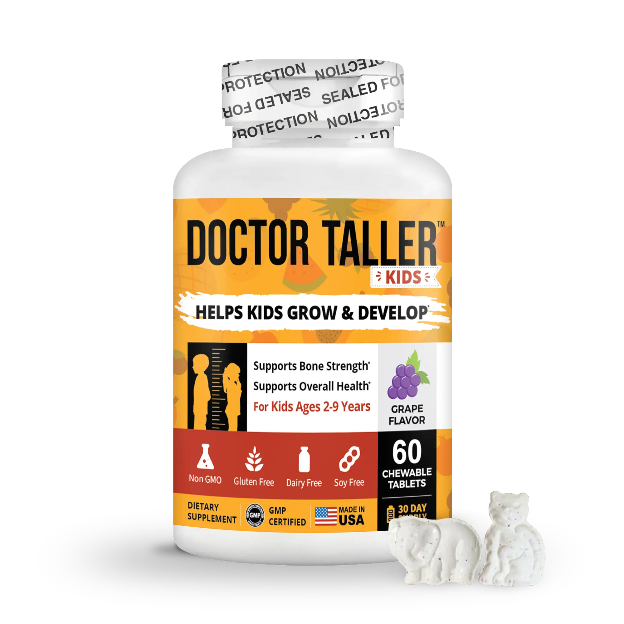 NuBest Doctor Taller Kids, 60 capsules | Grape Chewable Multivitamins with Calcium, Vitamin D3 & K2, Daily Growth & Immunity Support