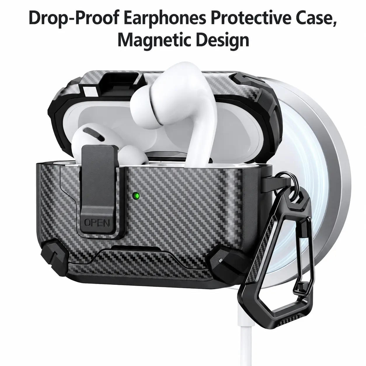 All-inclusive anti-drop silicone earphone case, suitable for elliptical long-handle wireless Bluetooth earphone case. With anti-scratch and anti-dust strap hanging holes and magnetic design.