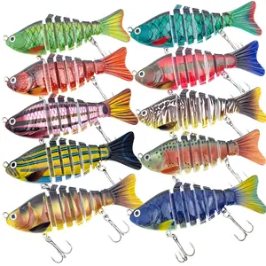 16g Multi-Jointed Fishing Lures Realistic Hard Swimbaits Sharp Treble Hooks Sinking Action for Freshwater Saltwater Bass Walleye Crappie Outdoor Angling Fishing Tackle Accessories