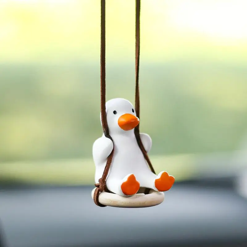 Adorable Duck Car Ornaments for Women, Tire Swing Interior Mirror Pendant