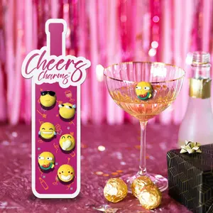 Emoji Magnetic Wine Charms | Fun Wine Glass Accessories | Custom Cheers Charms | Perfect Gift for Her | Party Favor, Birthday & Celebration Charm Set | Emoji-Themed Drink Markers