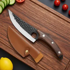 2026 Spring Faves Forged Chef Knife Kitchen Butcher Knife Boning Knife Cleaver Knife, Full Tang Japanese Kitchen Boning Knife, Wooden Handle Knife Suitable for BBQ, Best Meat Processing Gift