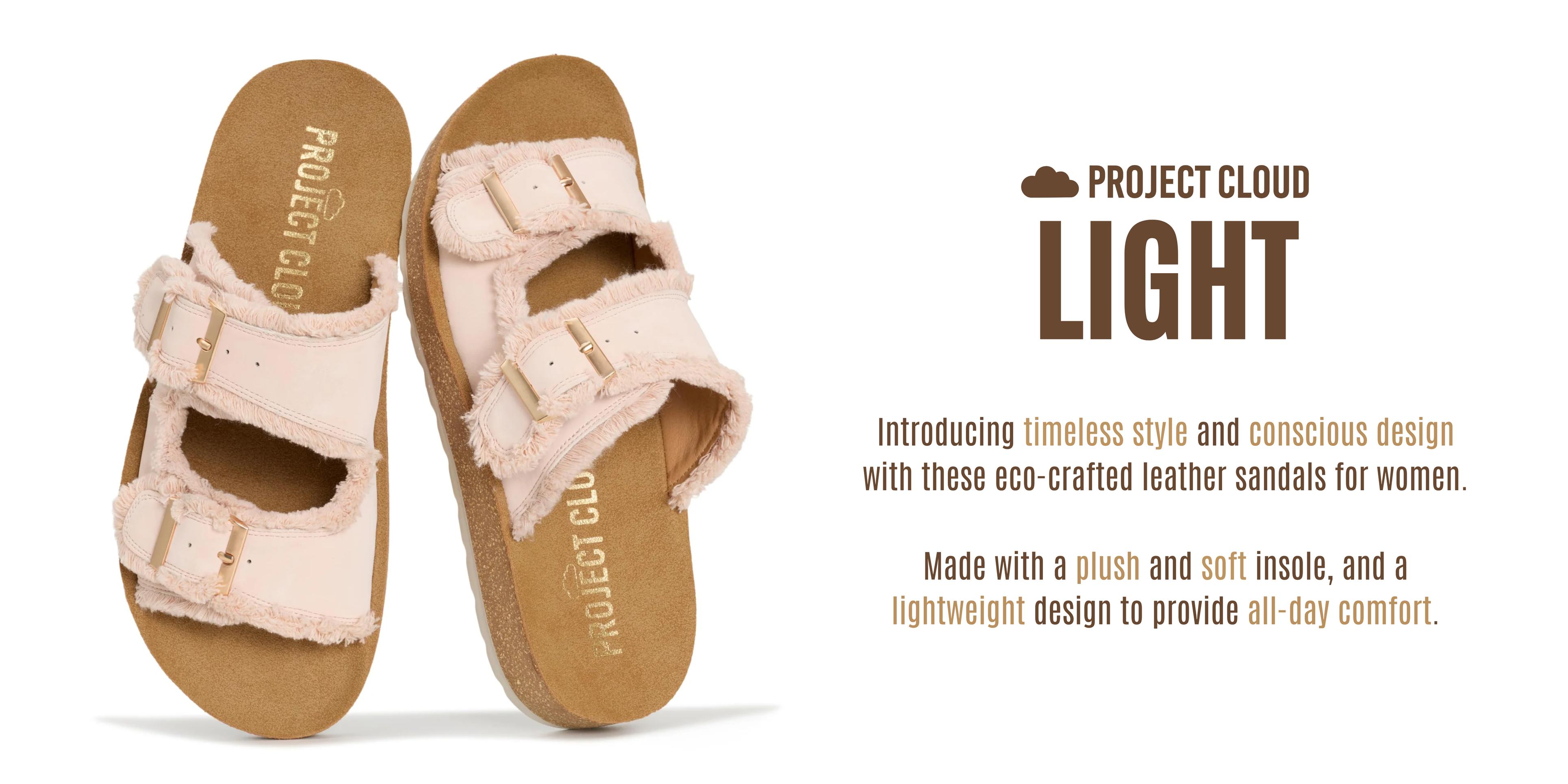 Project Cloud Women's | Womens Buckle Sandals | Plush and Soft Insole | Lightweight | Non-Slip - Light
