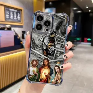 St. Jude Pattern Shockproof Phone Case For iPhone 17/16/15/14/13 Pro Max Plus Electroplating luxury transparent four corner anti drop and shockproof phone case 296