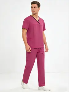 Contrast Color  Scrubs Suit Nurse Beauty Salon Uniform Hospital Clinic Working Wear