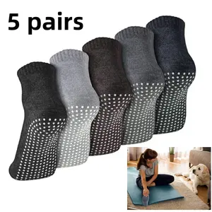 5 Pairs Men Non Slip Socks Women Anti Skid Slipper Socks with Cushion Unisex for Yoga Pilates Home Workout Beauty & Personal Care