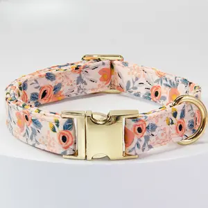 Pet Dog Lettering Collar Cat Collar Metal Dog Walking Floral Collar Hand Holding Rope Medium Large Dog Dog Leash