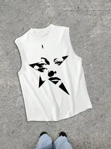 Men's Regular Fit Graphic Eye Print Tank Top, Casual Sleeveless Top for Summer, Men's Top for Daily Wear, Socks