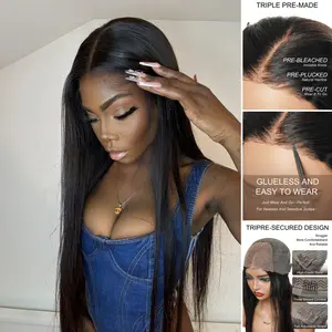 【Clearance】JALIZA 28 Inches Human Hair Wig | 6x4 INVISIBLE HD Lace Closure | 100% Burmese Hair | 150% Density ｜Glueless Install | Precut Prebleached Preplucked | Heat Resistant & Dyeable real Lace Frontal Wig Lace Hairline Wig