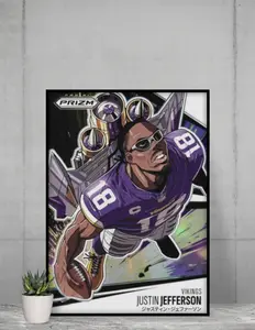 Justin Jefferson 2025 Prizm Manga 12x17 Poster Minnesota Vikings