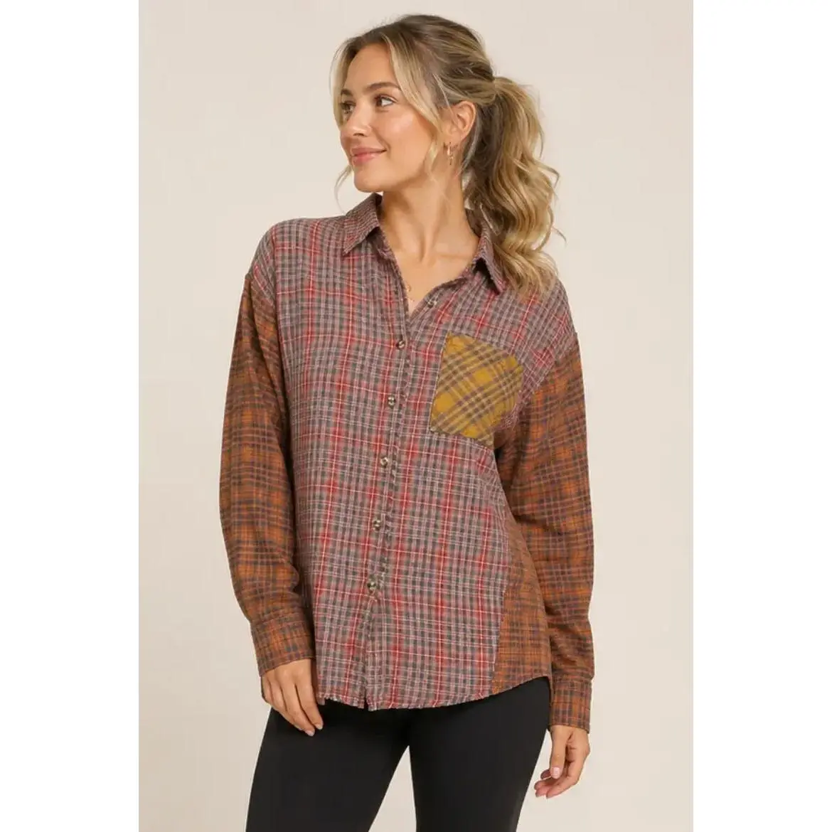 Fray Trim Mix Plaid Flannel