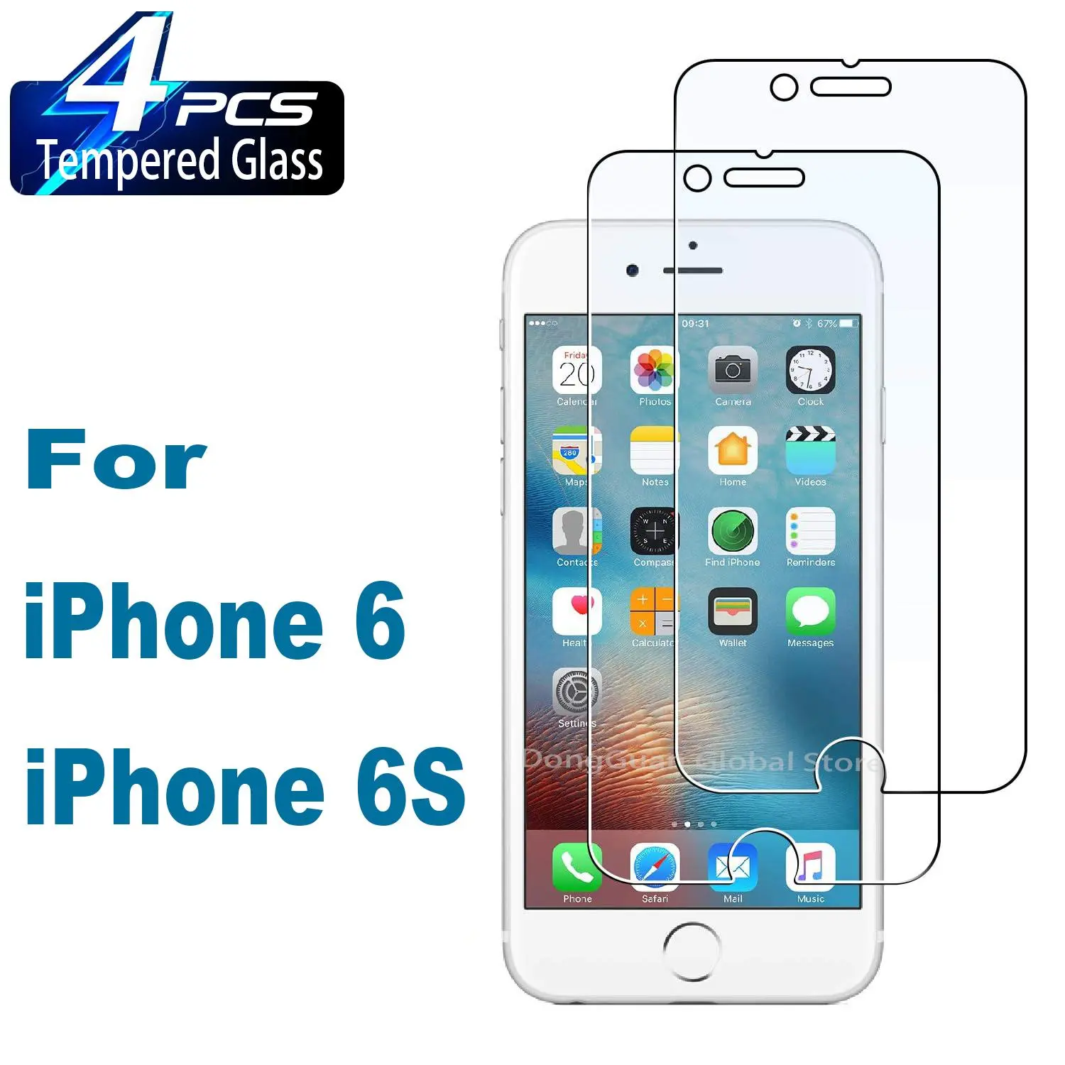 2/3/4Pcs HD Tempered Glass For iPhone 6 / 6S Screen Protector Glass Film