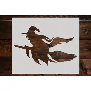 Witch on a Broom Stencil - Art and Wall Stencil