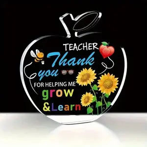 Acrylic Apple Shaped Plaque, Teacher Appreciation Gift, Unique Teacher Birthday Gift, Art Crafts To Decorate Home, Home Office Decor, Commemorative Gift