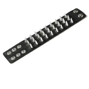 Gothic Spiked Bracelet for Unisex Fashion Accessory - Black with Spikes, Fits Wrist Sizes 6.5"-8", Designed for Dark and Mysterious Styles