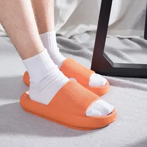 Brand New Thick Sole Pillow Bathroom Home Slippers Women Fashion Soft Sole EVA Indoor Slippers Sandals Summer Non-slip Slippers Walking Shoes Flipflop White
