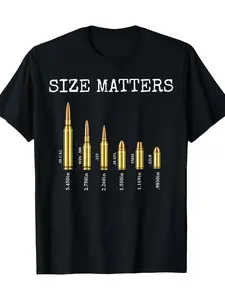 Men'S Gun And Ammo Enthusiast T-Shirt - Caliber And Bullet Chart (5.56Mm to 50 BMG) Heavyweight 180G Casual Round Neck Tee for Lovers, Shooting Sports Apparel, Gun Rights Advocacy Gift