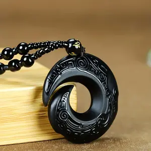 Natural Black Obsidian Pendant Necklace - Unisex Spiritual Protection Stone Charm, Elegant Minimalist Jewelry for Men & Women, Healing Crystal Gift for Birthday & Anniversary